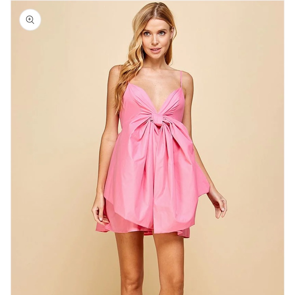 fab'rik Vibrant Pink Bow Mini Dress